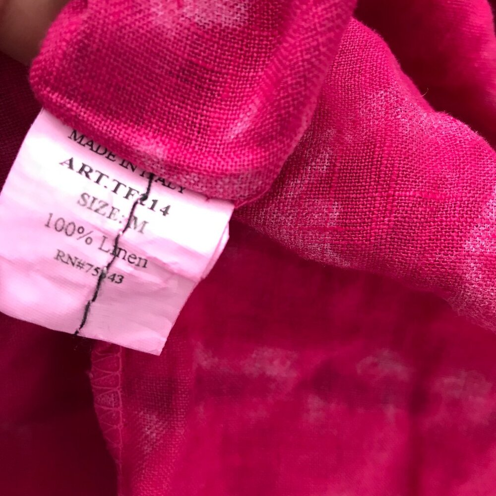 ALLEGRA MASETTI 100% LINEN MAXI DRESS PINK BATIK SLEEVELESS PULLOVER - Picture 7 of 8